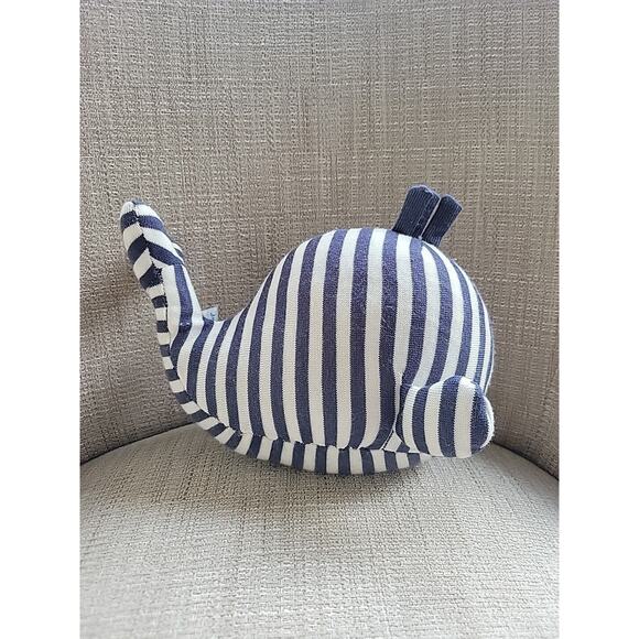 Jellycat Walter Whale Blue & White Striped Plush Rattle Stuffed Toy 9" - Picture 3 of 5